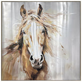 Starlight Stallion - Hand Painted Textured Aluminum Wall Art.